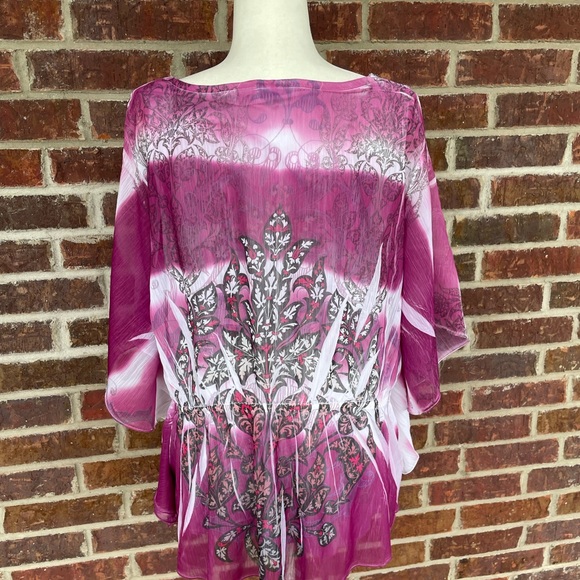 Cato Woman Plus Size Batwing Sleeve Sequin Neck Flowy Blouse Size 22/24W - Picture 7 of 12